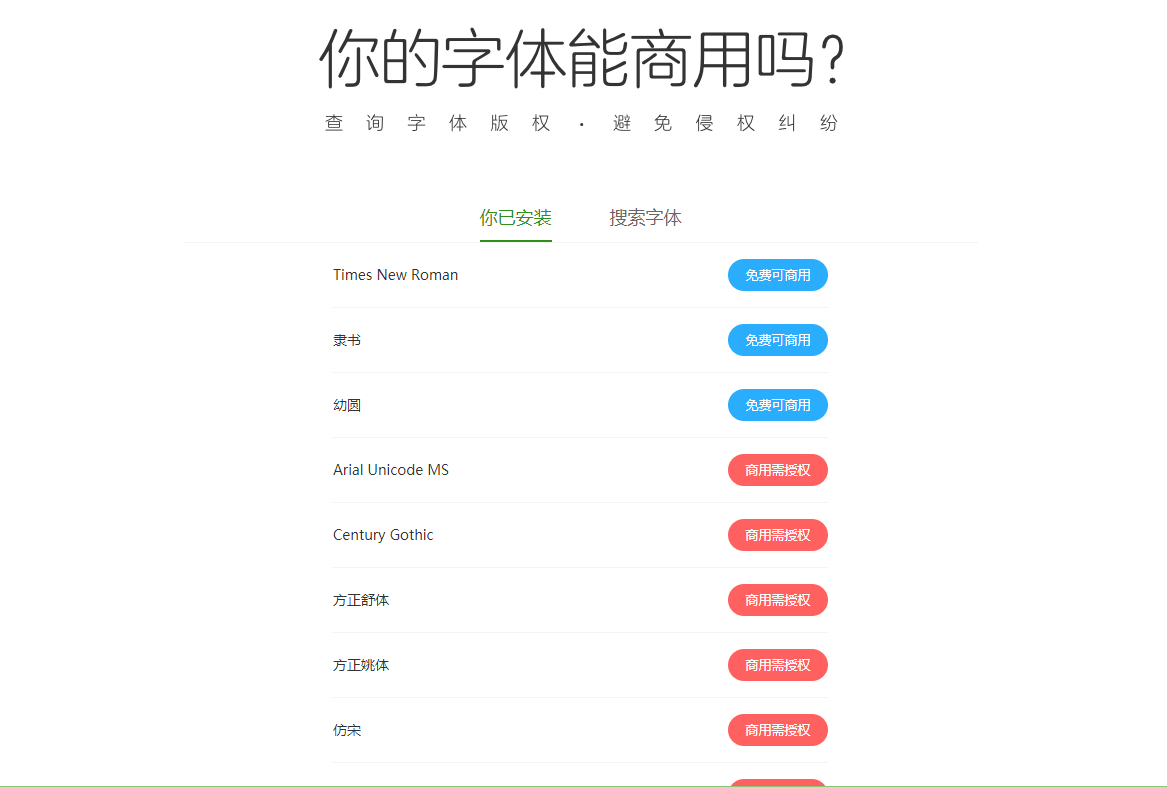 免费商用字体检查-半式share